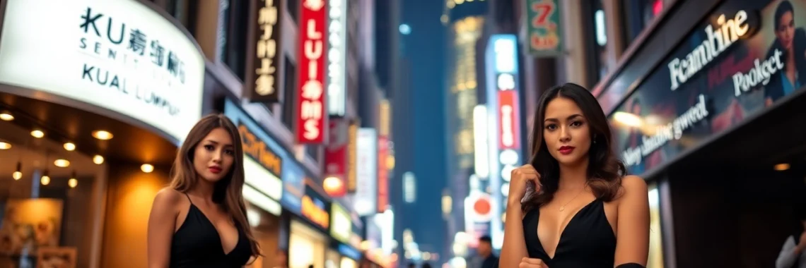 KL escort girl confidently poses in fashionable outfit in Kuala Lumpur nightlife scene, emphasizing elegance and charm for discreet adult services.
