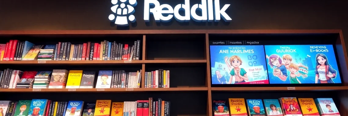 An engaging image of a digital and physical Reddy Book collection, highlighting educational resources and online platforms to attract learners and readers.