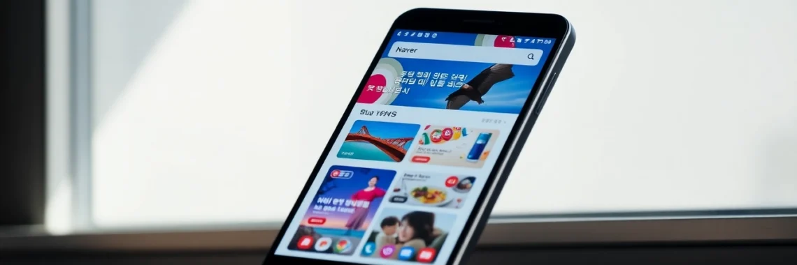 Naver logo on a modern smartphone screen showcasing branding and digital interface for Korean online platform access.