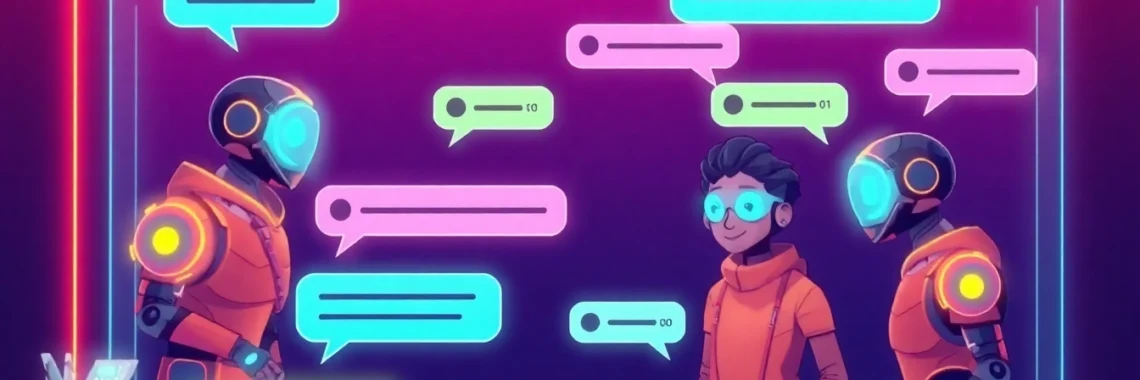 Engaging Spicy AI Chat scene showing realistic characters in vibrant, interactive conversation, emphasizing privacy and fun features.