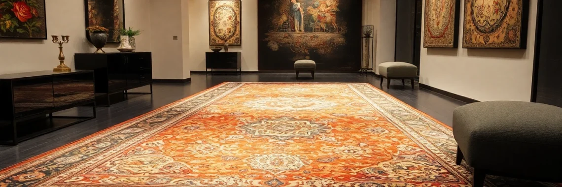 Professional showcasing of a Tappeto persiano Milano in a modern Milan interior with detailed