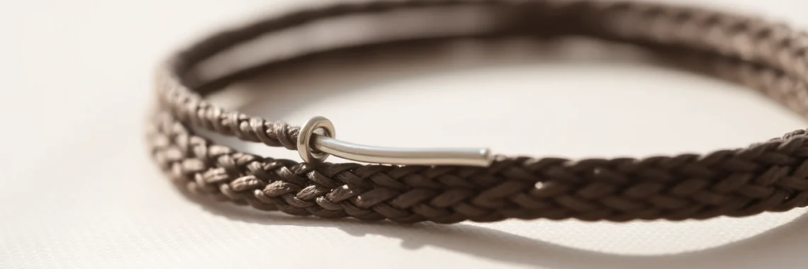 Sterling silver bracelet on a fabric cord, detailed jewelry featuring srebrna bransoletka na