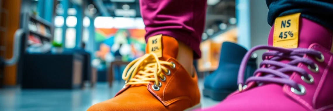 Generate a promotional scene featuring eobuv sleva discounts on fashionable shoes for online
