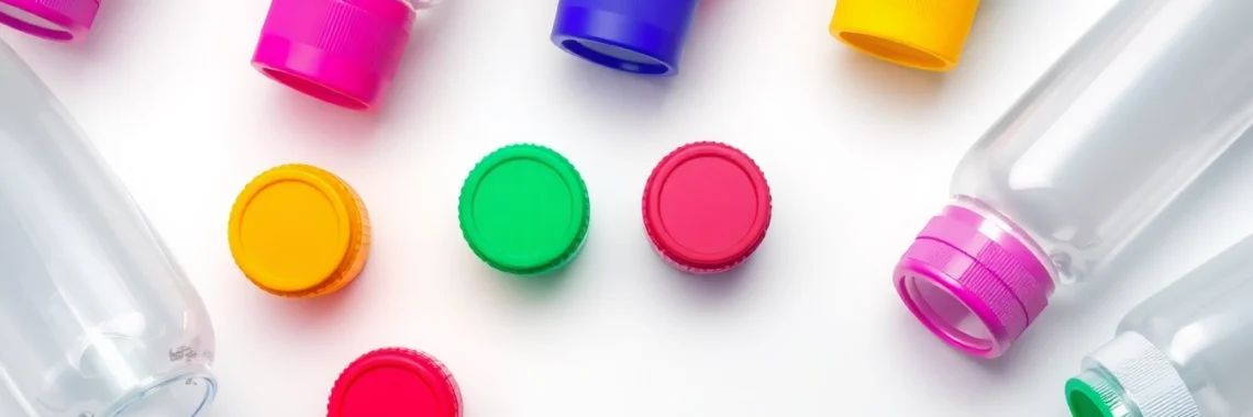 Showcase of durable plastik sise with colorful caps, ideal for packaging and storage