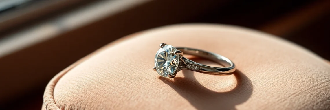 Beautiful suzadetuviu ziedai Vilniuje showcased with a sparkling diamond on a velvet cushion,