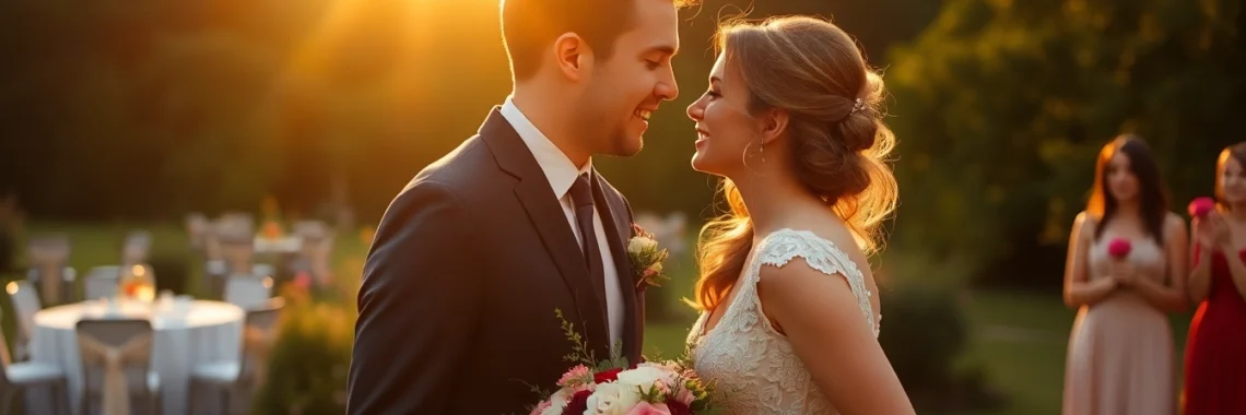 Professional eskuvoi fotos capturing candid moments at a romantic outdoor wedding with soft